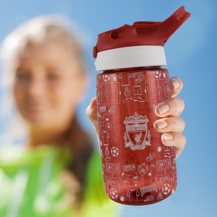Hy-Pro Liverpool FC Kids Water Bottle Red 480ml Flip Straw Sports Drink Jug LFC