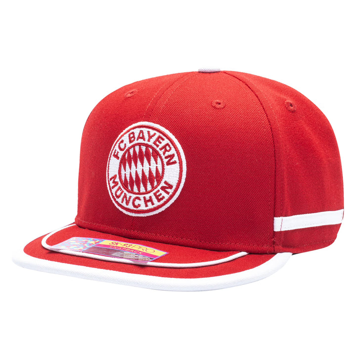 Fan Ink FC Bayern Munich Offshore Snapback Hat | Red &amp; White Bundesliga Soccer Cap