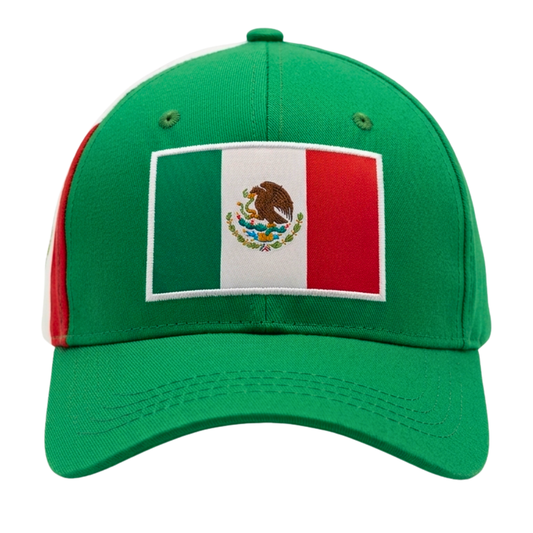 Icon Sports Mexico Soccer Flag Baseball Cap | Green &amp; White 100% Cotton OSFM Hat