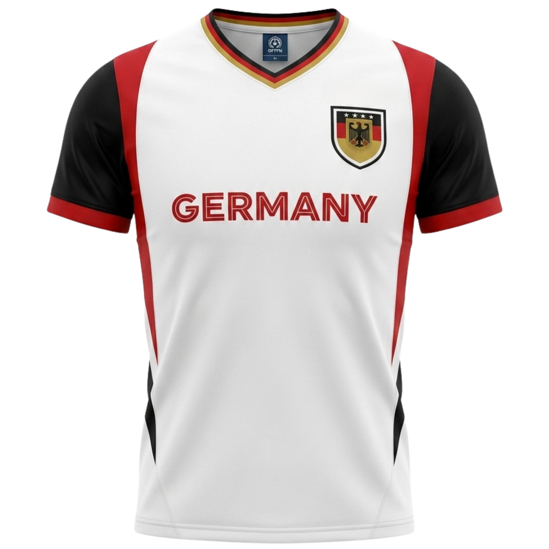 J4K Inc. Germany Soccer Jersey | White Black Red Men &amp; Boys Apparel