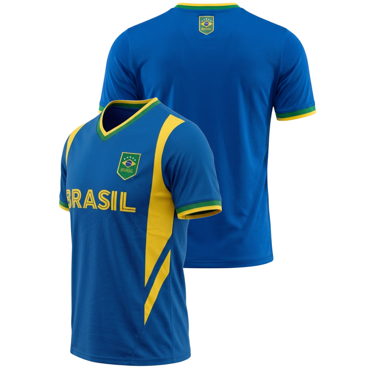 J4K Inc. Brazil World Cup Soccer Jersey | Blue Yellow Men &amp; Boys Apparel