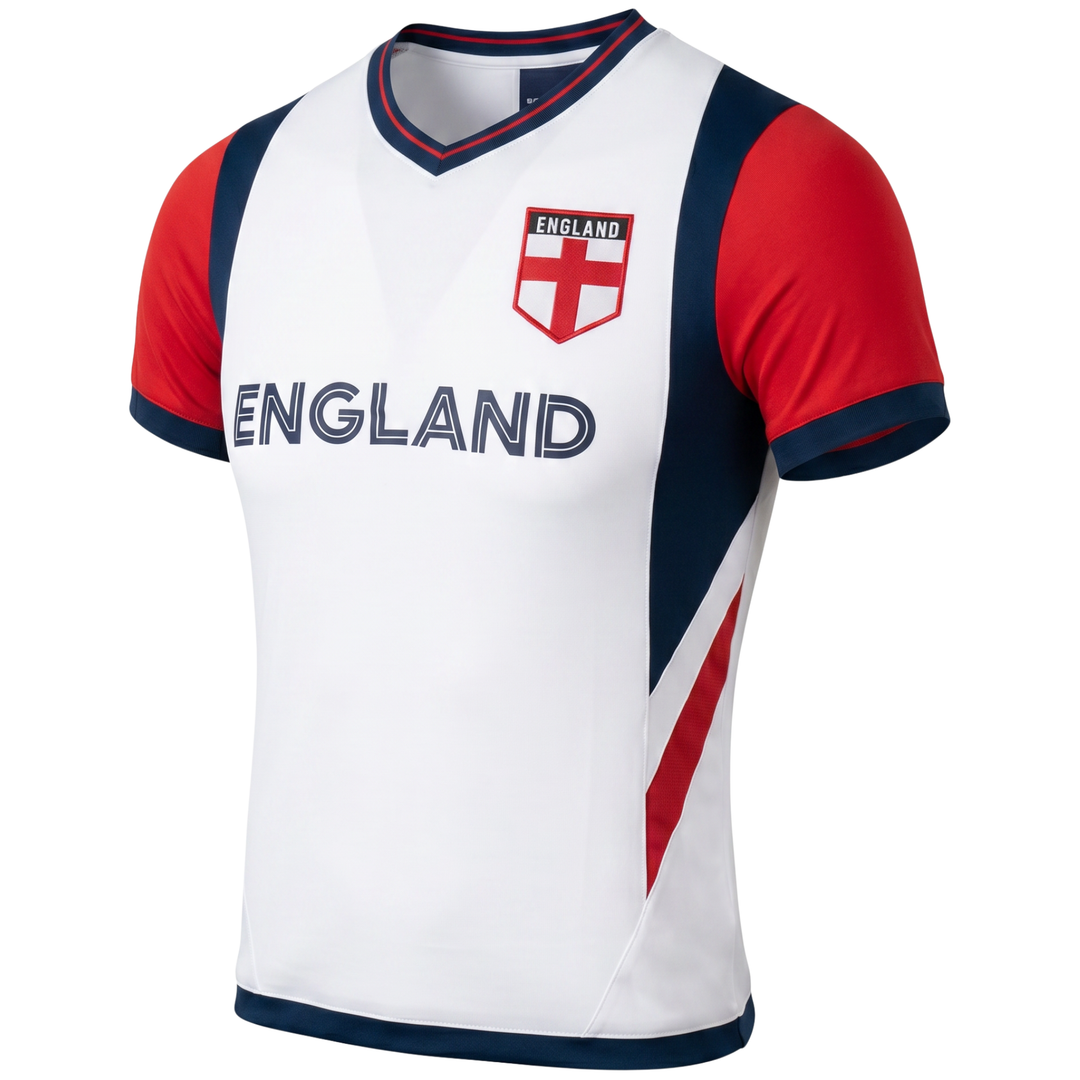 J4K Inc. England Soccer Jersey | White Red Blue Men &amp; Boys Apparel