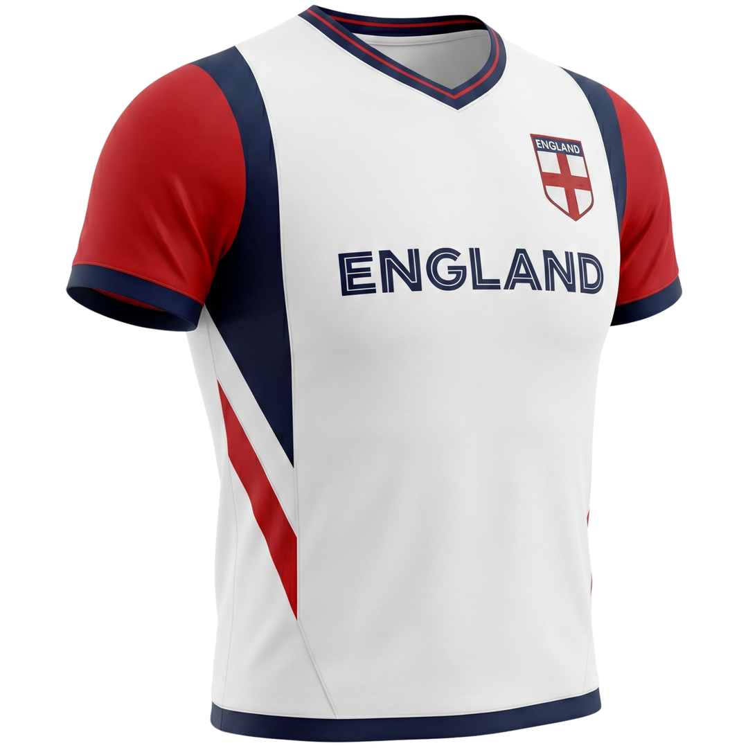 J4K Inc. England Soccer Jersey | White Red Blue Men &amp; Boys Apparel