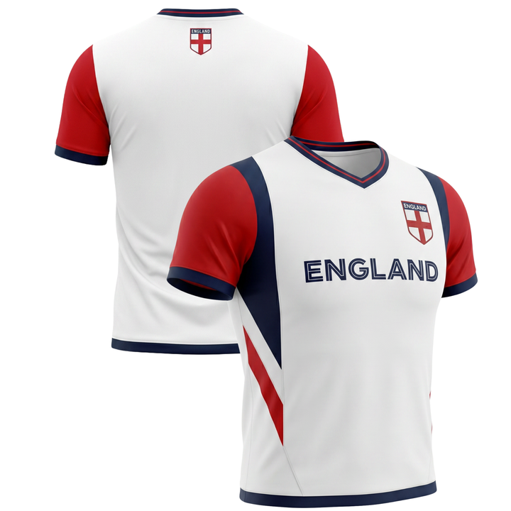 J4K Inc. England Soccer Jersey | White Red Blue Men &amp; Boys Apparel