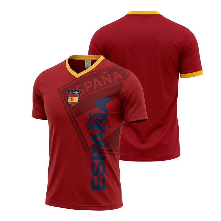 Rhinox Generic Youth Spain Flag Soccer Poly Tee - Sizes M, L, XL
