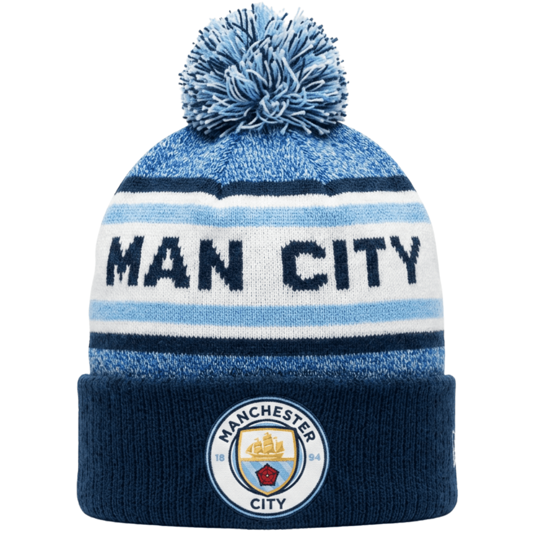 Fan Ink Man City Pom Pom Beanie | Blue Knit Winter Hat