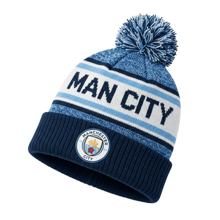 Fan Ink Man City Pom Pom Beanie | Blue Knit Winter Hat