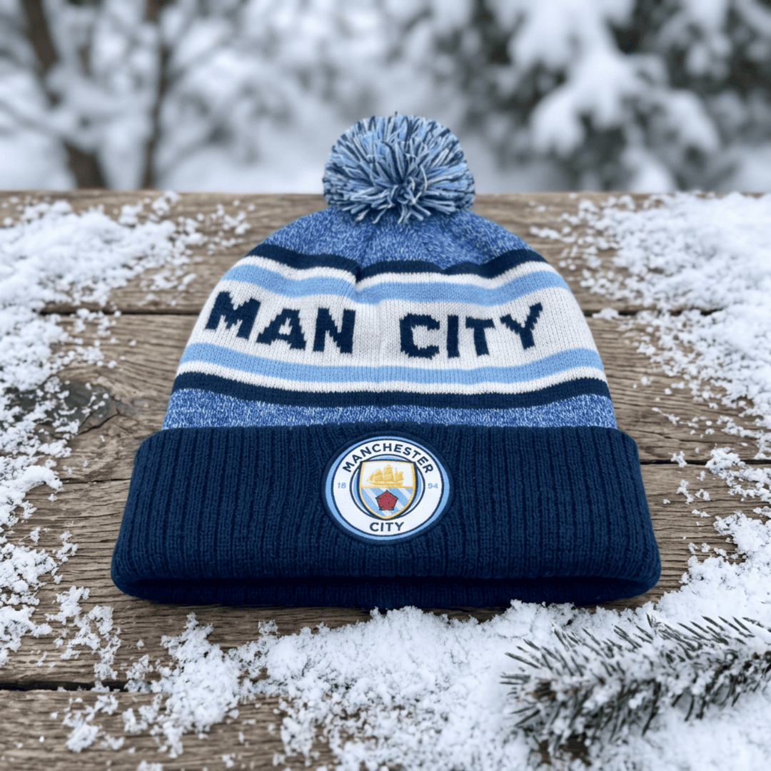 Fan Ink Man City Pom Pom Beanie | Blue Knit Winter Hat