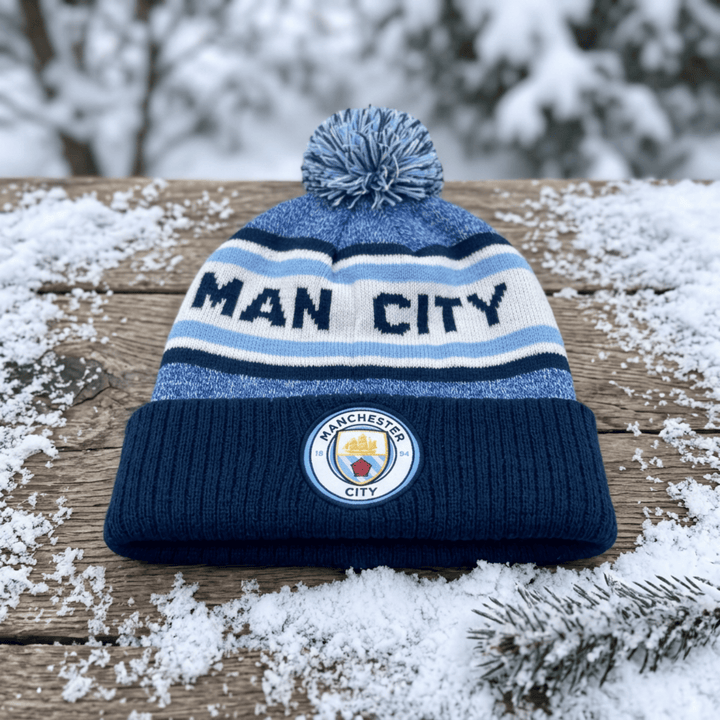 Fan Ink Man City Pom Pom Beanie | Blue Knit Winter Hat