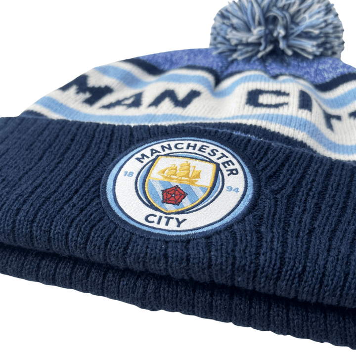 Fan Ink Man City Pom Pom Beanie | Blue Knit Winter Hat