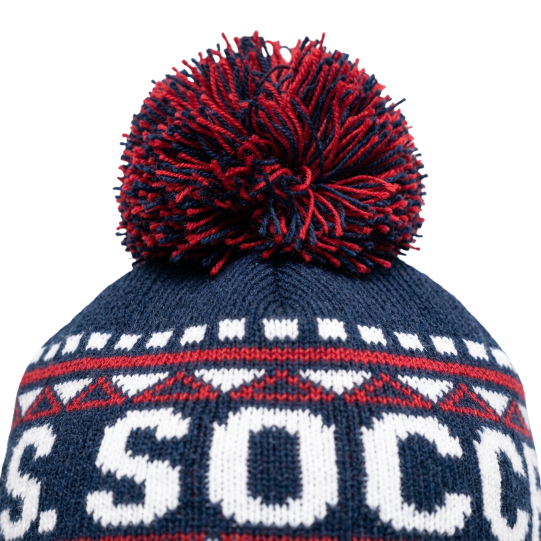 US Soccer Winter Peruvian Beanie Pom Hat Icon Sports USA Crest Knit OSFM