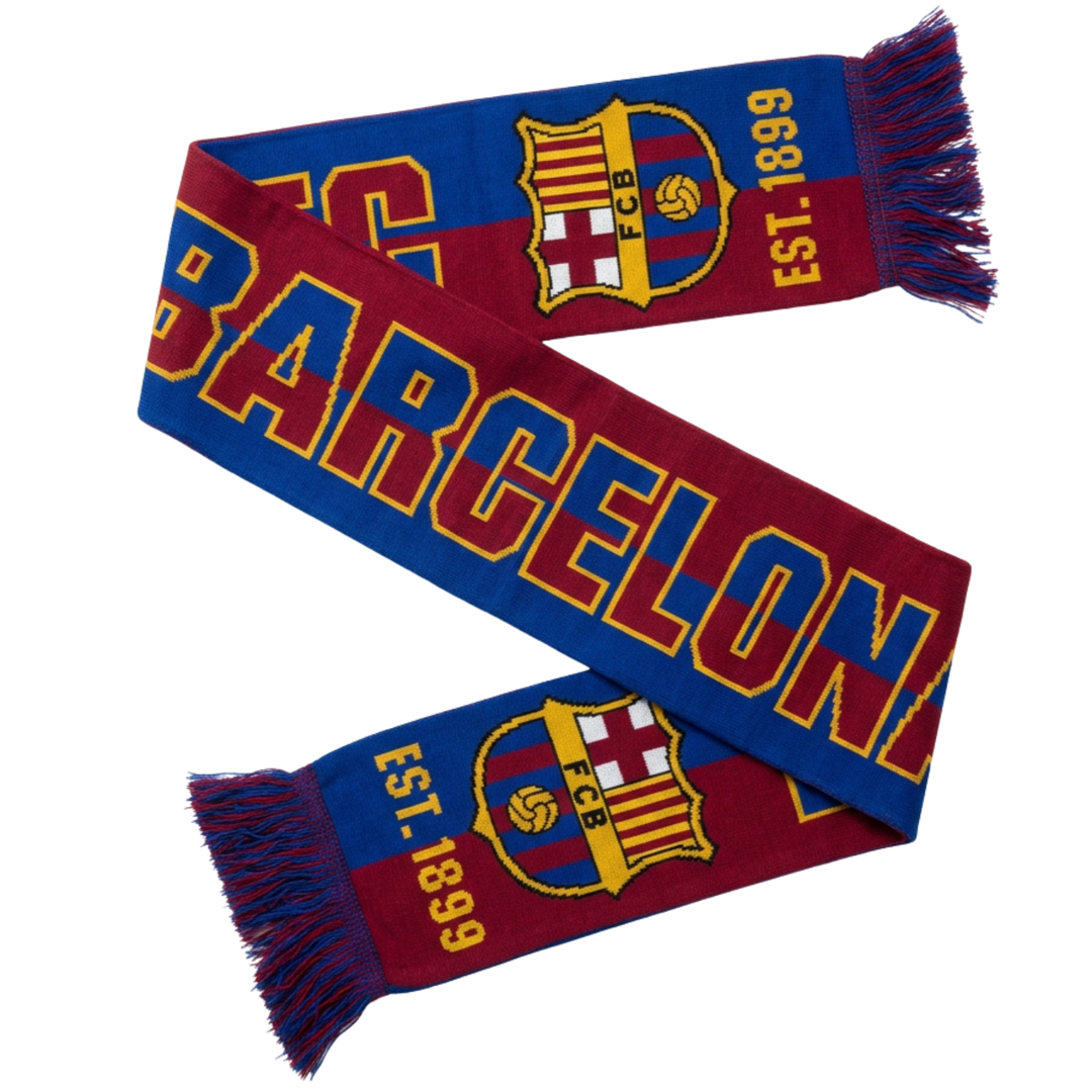 Icon Sports FC Barcelona Fringe Scarf Maroon/Blue/Yellow Licensed Fan Gear