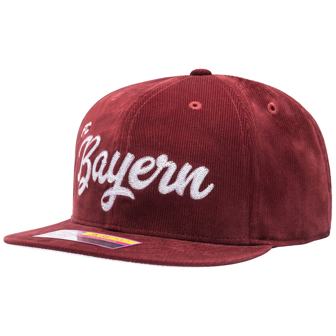 Fan Ink FC Bayern Munich Plush Snapback Hat | Crimson Corduroy Bundesliga Cap