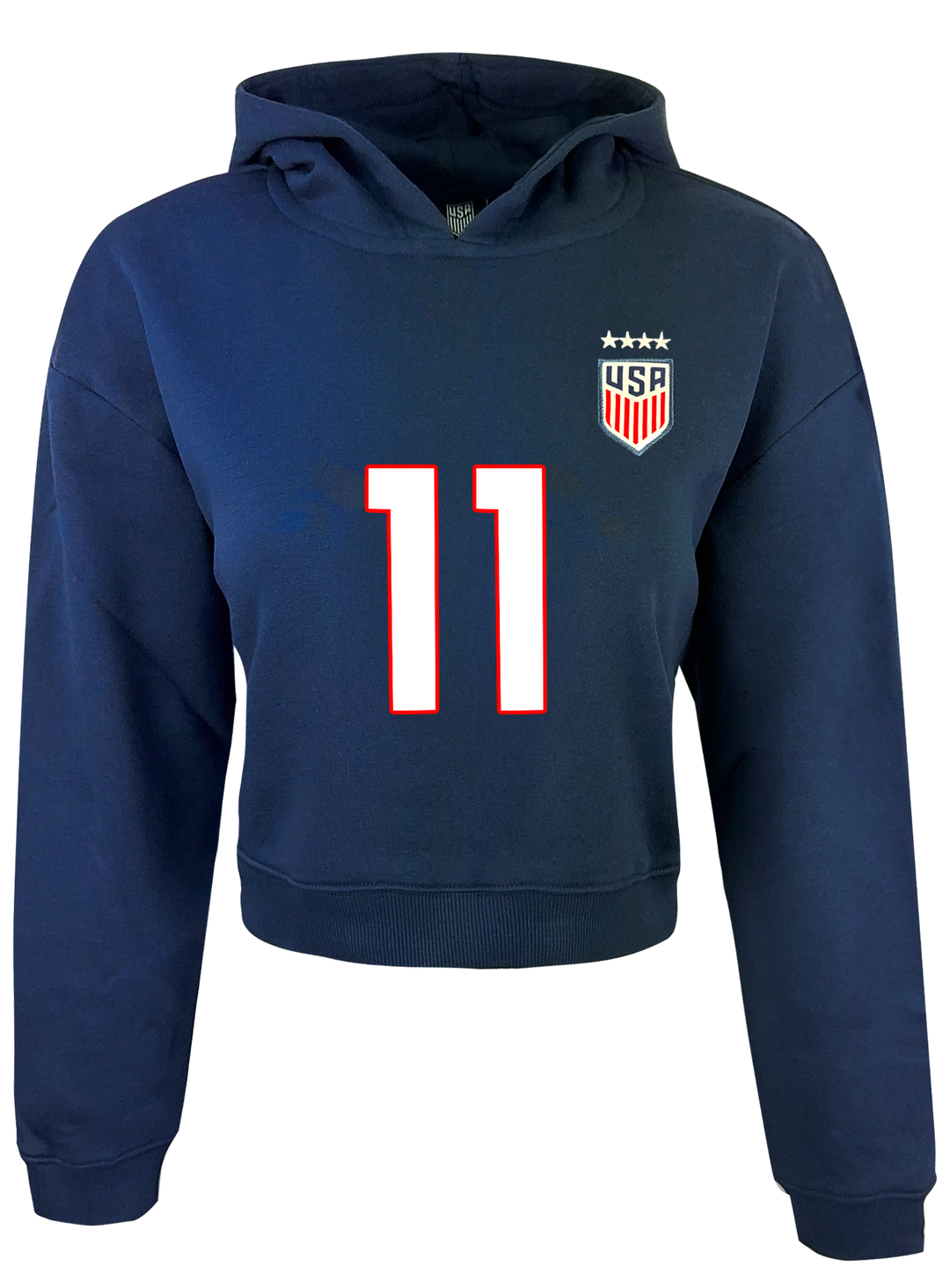 Official Icon Sports Sophia Smith U.S. Soccer Women's Navy Crop Top Hoodi image 0
