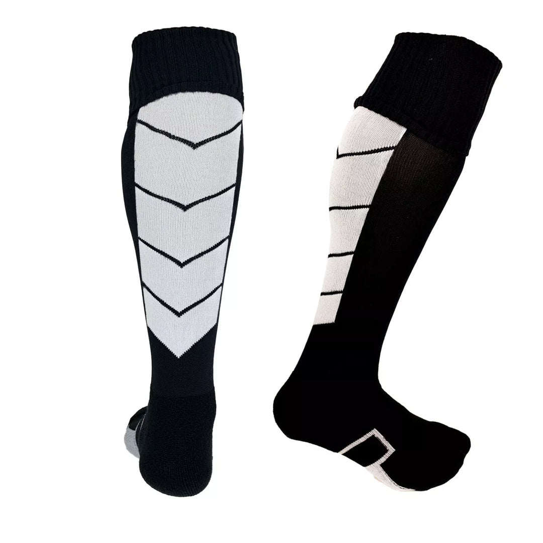 Black with White Accents - Striker Style Soccer Socks - Just 4 Kicks In image 0