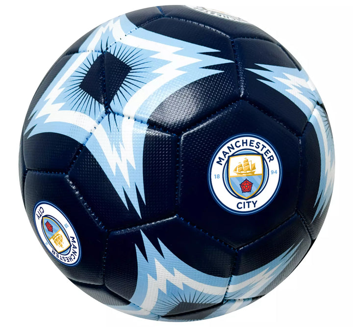 Official Manchester City Crest Soccer Ball - Navy/Sky Blue image 2