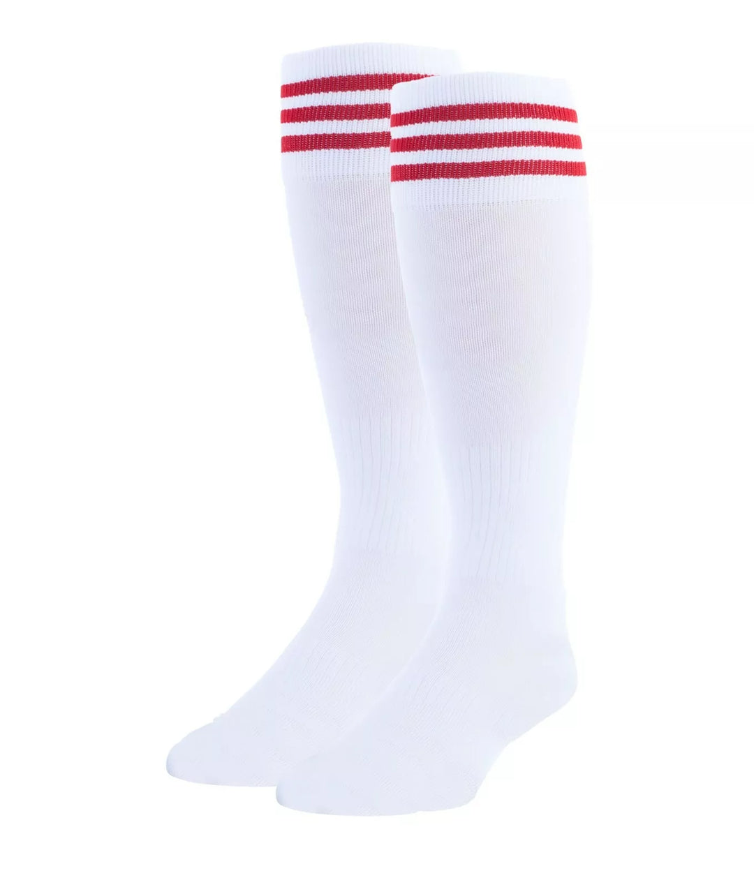 White with Red Stripes - Euro Style Football Socks - Just 4 Kick image 0