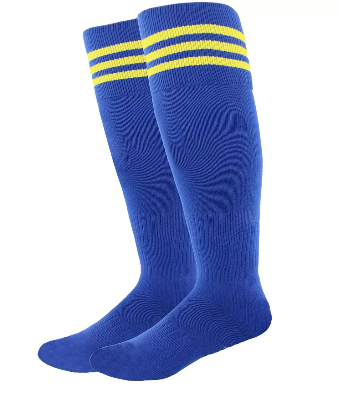 Royal Blue with Yellow Stripes - Euro Style Football Socks - Just 4 Kicks Inc. image 0