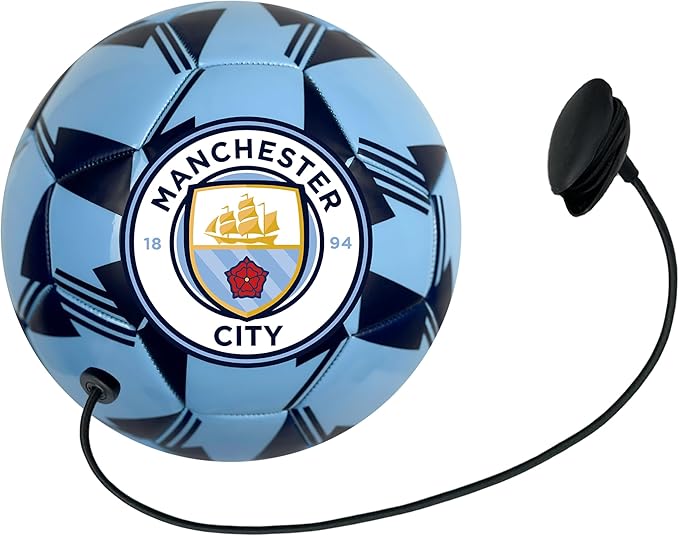 Official Manchester City Training Ball (Size 4) with Retractable Cord image 1