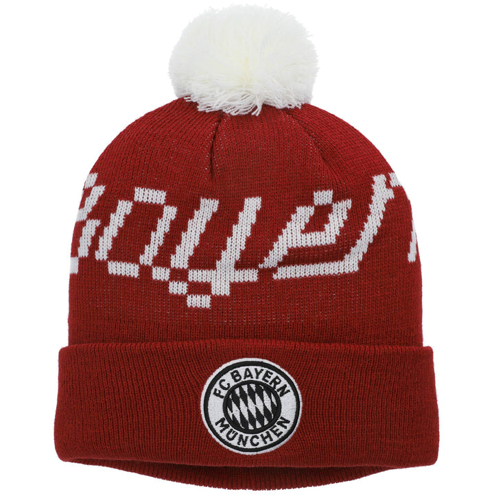 Fan Ink FC Bayern Munich Pixel Neon Cuffed Pom Beanie | Red &amp; White Winter Hat
