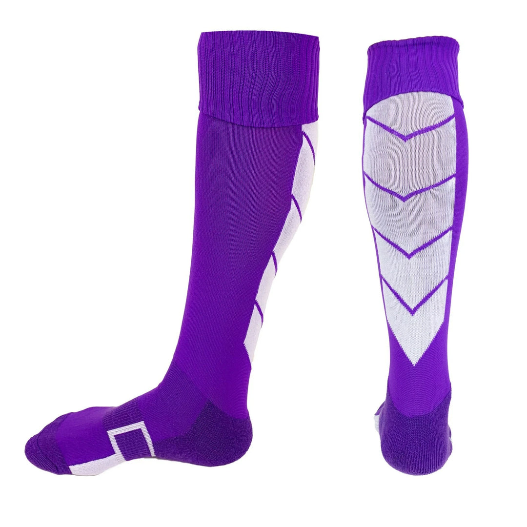 Purple with White Accents - Striker Style Soccer Socks - Just 4 Kicks image 0