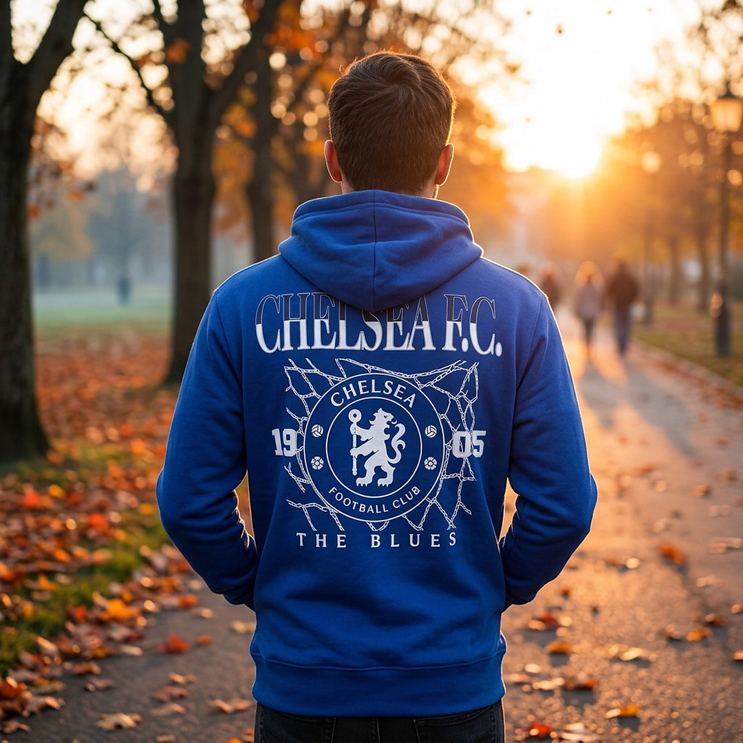 Chelsea FC Hoodie – Small Chest Crest, Big Back Graphic (Youth &amp; Adult)