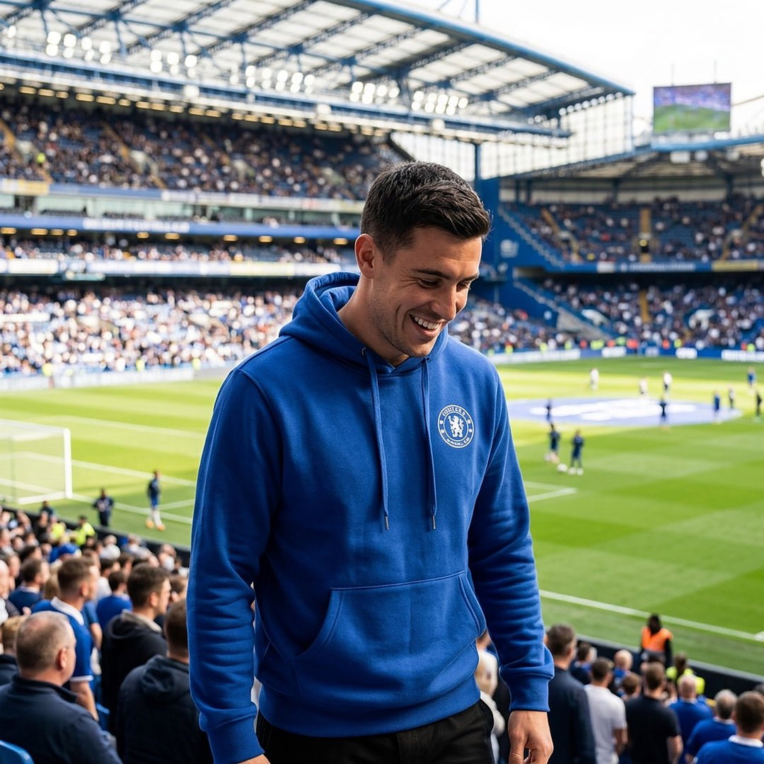 Chelsea FC Hoodie – Small Chest Crest, Big Back Graphic (Youth &amp; Adult)