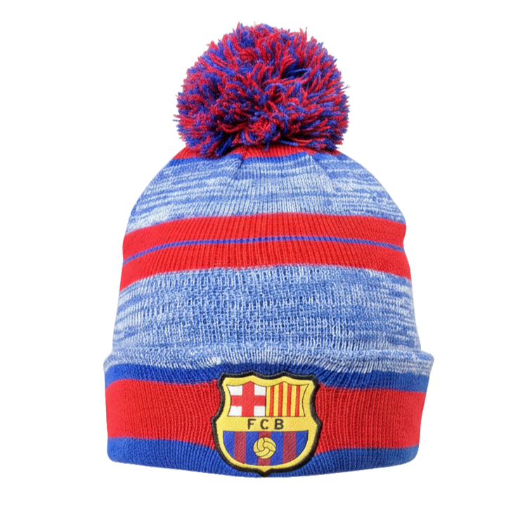 Icon Sports FC Barcelona Official Youth Beanie | Red &amp; Blue Barça Pom Pom Hat