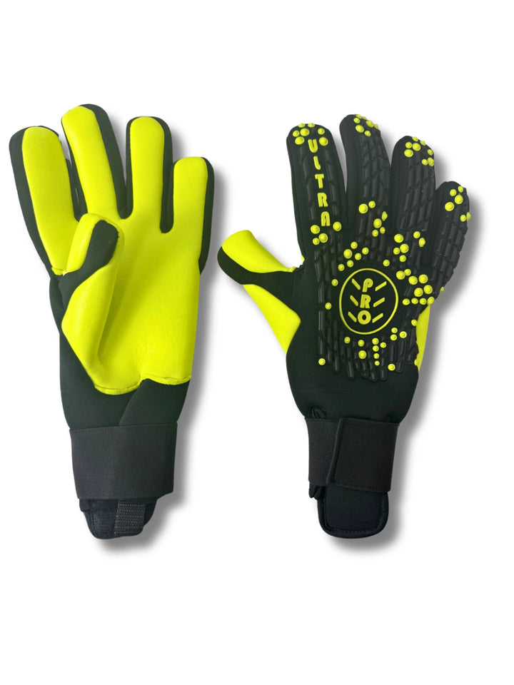 Just 4 Kicks Ultra Grip Goalie Gloves - Black &amp; Neon Yellow image 1