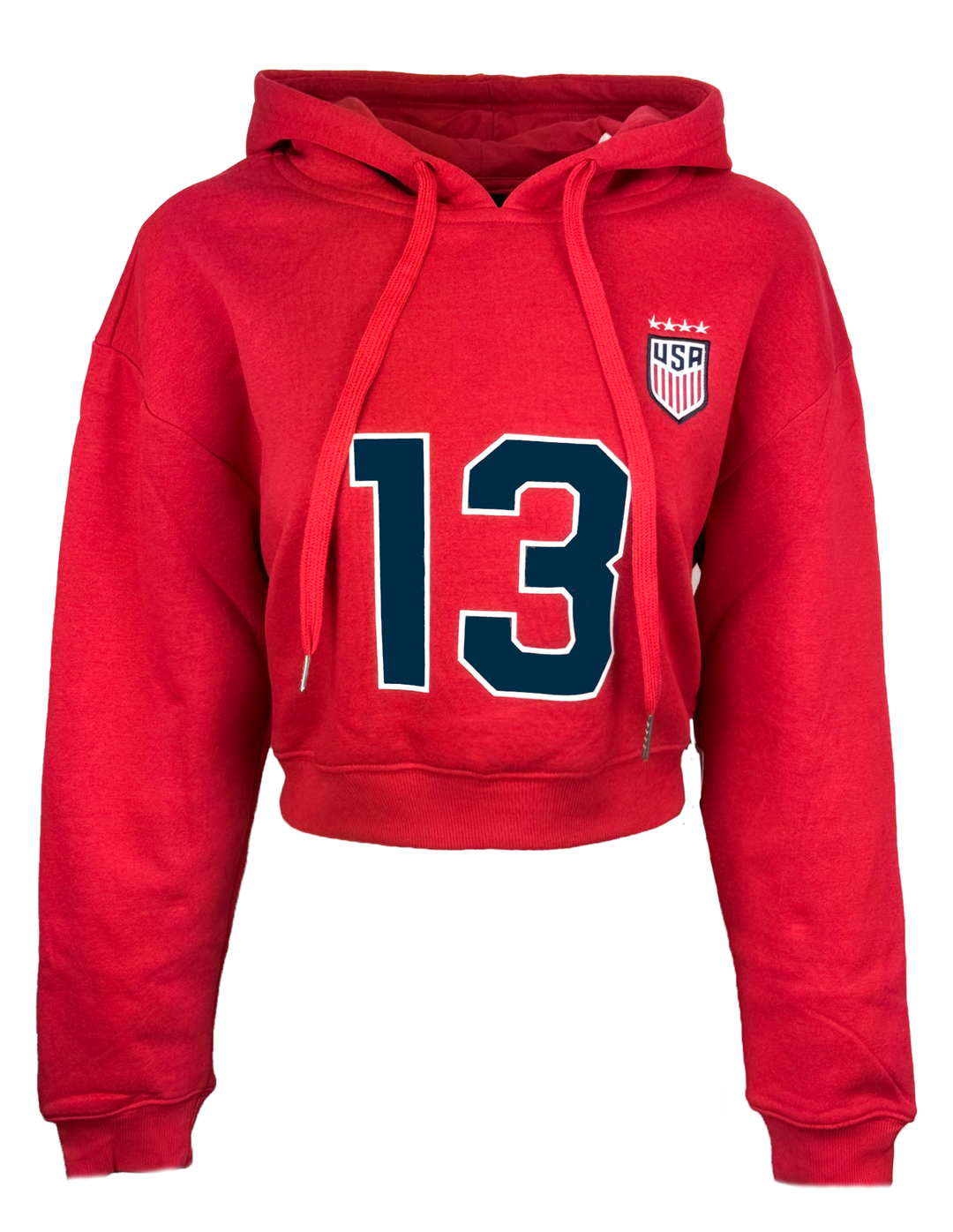Official Icon Sports Alex Morgan U.S. Soccer Women's Red Crop Top Hoodie image 0