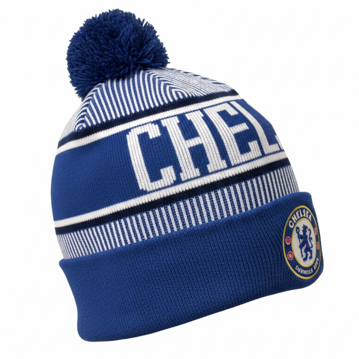Icon Sports Chelsea FC Official Beanie | Blue EPL Pom Pom Winter Knit Hat OSFM