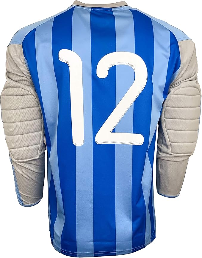 Abstract Blue Pattern Protective Soccer Goalie Jersey 