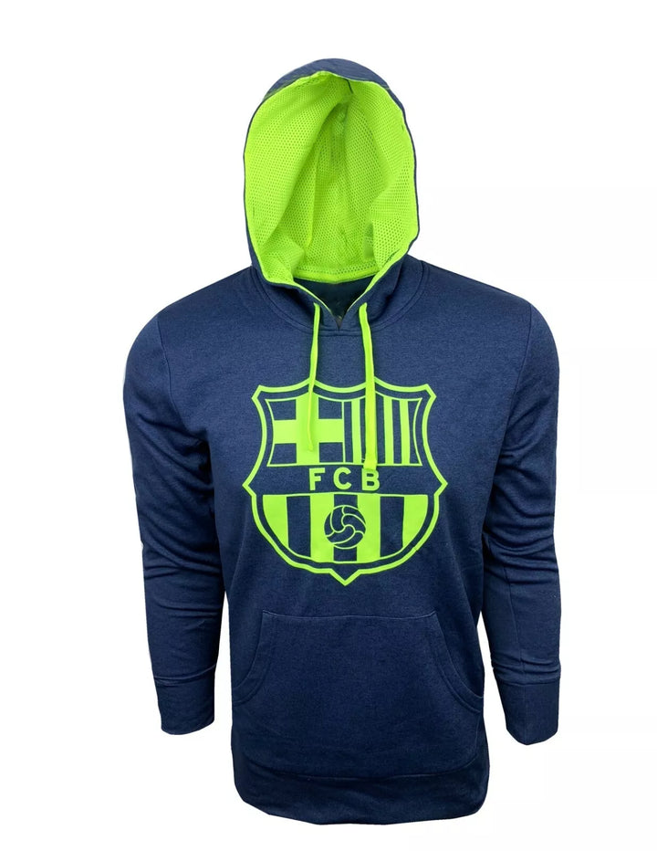 Official Barça HKY Sportswear Hooded Sweatshirt - Navy &amp; Neon Yellow Crest image 2