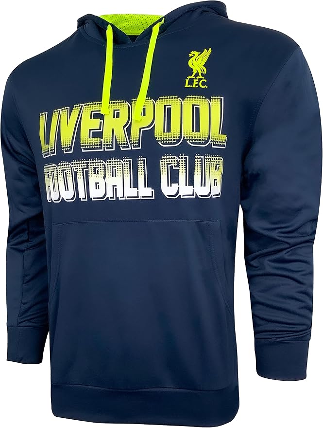 Official LFC Icon Sports Hooded Sweatshirt - Navy &amp; Neon Yellow image 1
