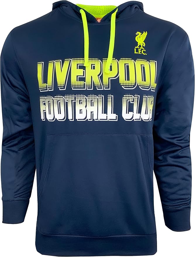 Official LFC Icon Sports Hooded Sweatshirt - Navy &amp; Neon Yellow image 0
