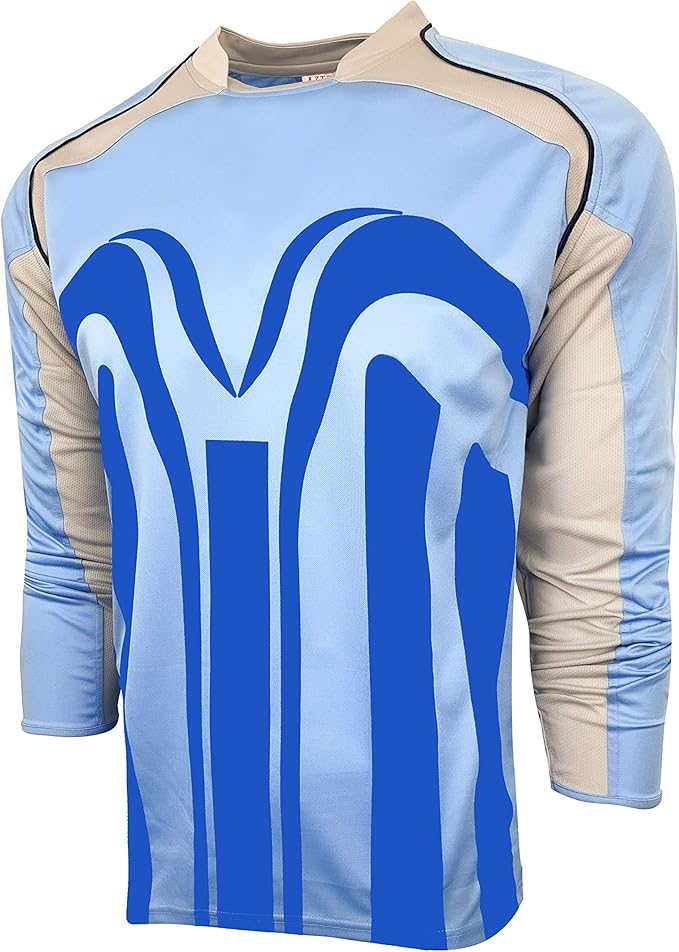 Abstract Blue Pattern Protective Soccer Goalie Jersey 