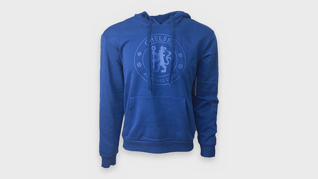 Chelsea FC Hoodie – Blue-on-Blue Tonal Crest Pullover (Youth &amp; Adult Sizes)