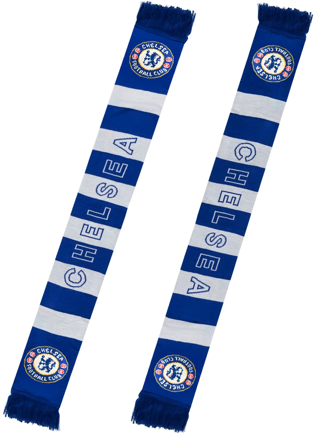 Chelsea FC Official Blue &amp; White Fringe Scarf | 100% Acrylic 60-Inch EPL Scarf