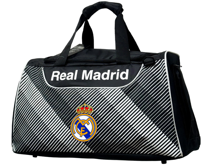 Official Real Madrid Duffle Bag | Black La Liga Sports Travel Bag 17x12x12"