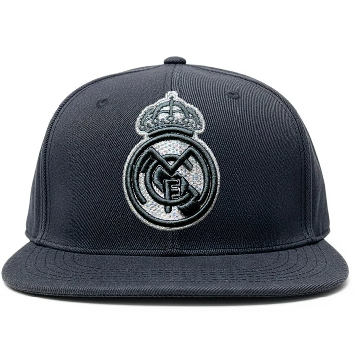 Official Real Madrid Snapback Hat | Gray on Gray Flat Brim La Liga Headwear