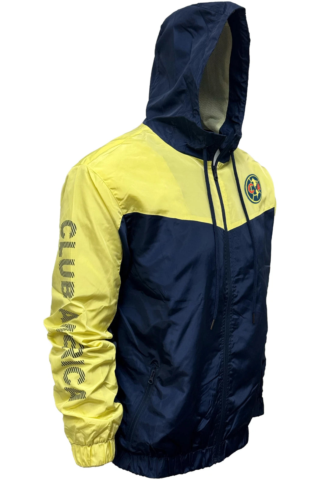 Icon Sports Club America Official Rain Jacket | Yellow &amp; Navy Liga MX Windbreaker