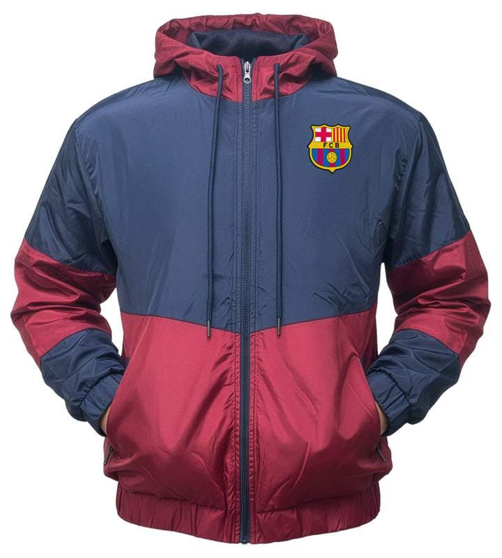 Icon Sports FC Barcelona Official Rain Jacket | Blue &amp; Maroon La Liga Windbreaker