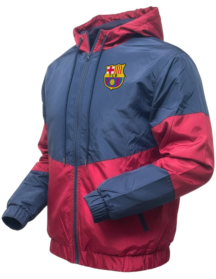 Icon Sports FC Barcelona Official Rain Jacket | Blue &amp; Maroon La Liga Windbreaker