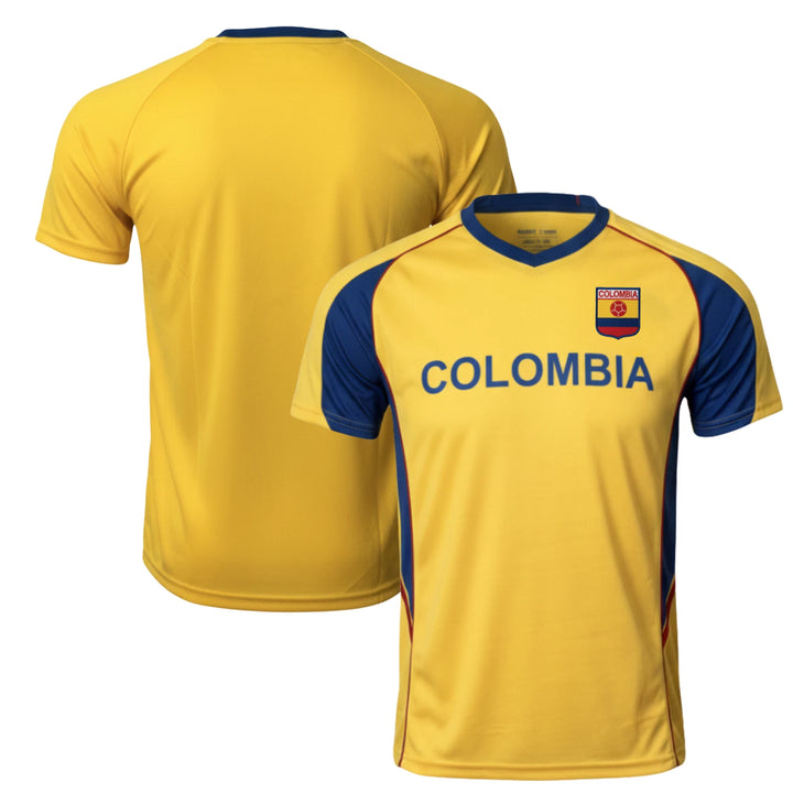 J4K Colombia Soccer Jersey | Youth Yellow &amp; Blue Flag Fan Shirt | YXS-YXL