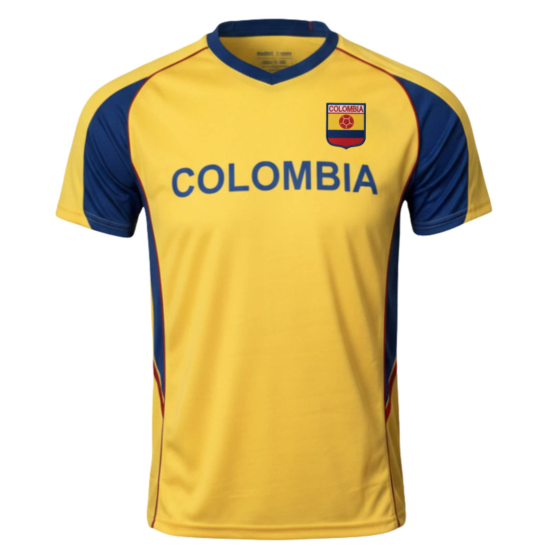 J4K Colombia Soccer Jersey | Youth Yellow &amp; Blue Flag Fan Shirt | YXS-YXL