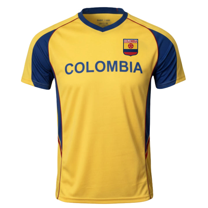 J4K Colombia Soccer Jersey | Youth Yellow &amp; Blue Flag Fan Shirt | YXS-YXL