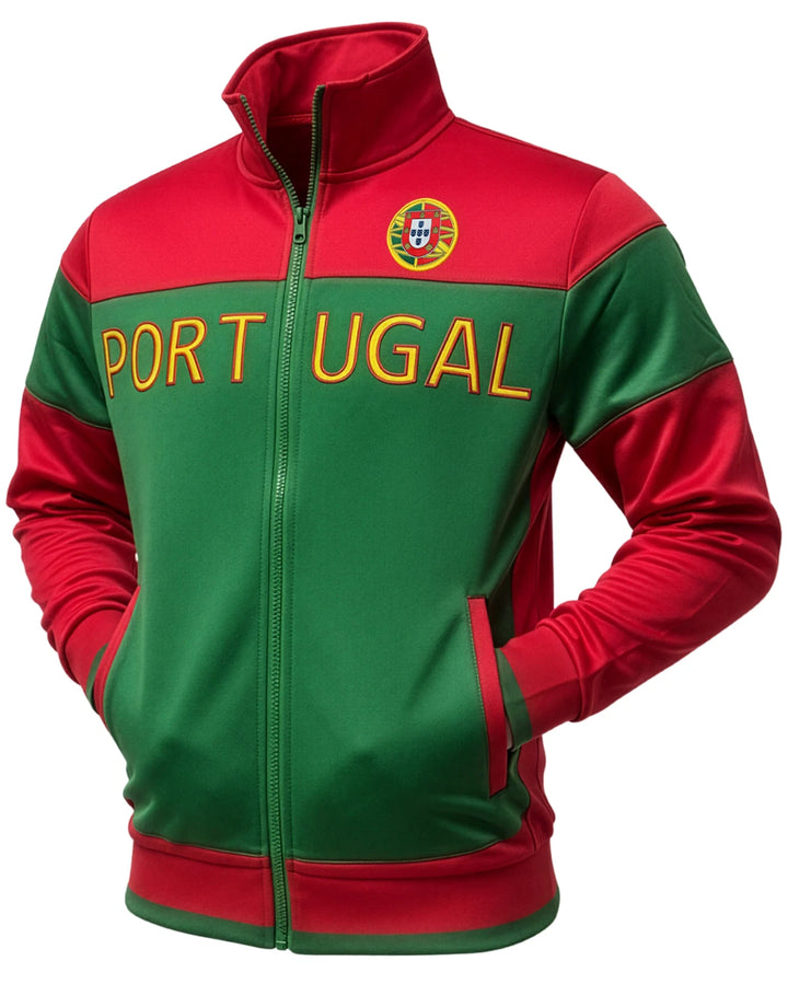 J4K Portugal Track Jacket | Red &amp; Green Fan Country Flag Full-Zip | Youth S-XL