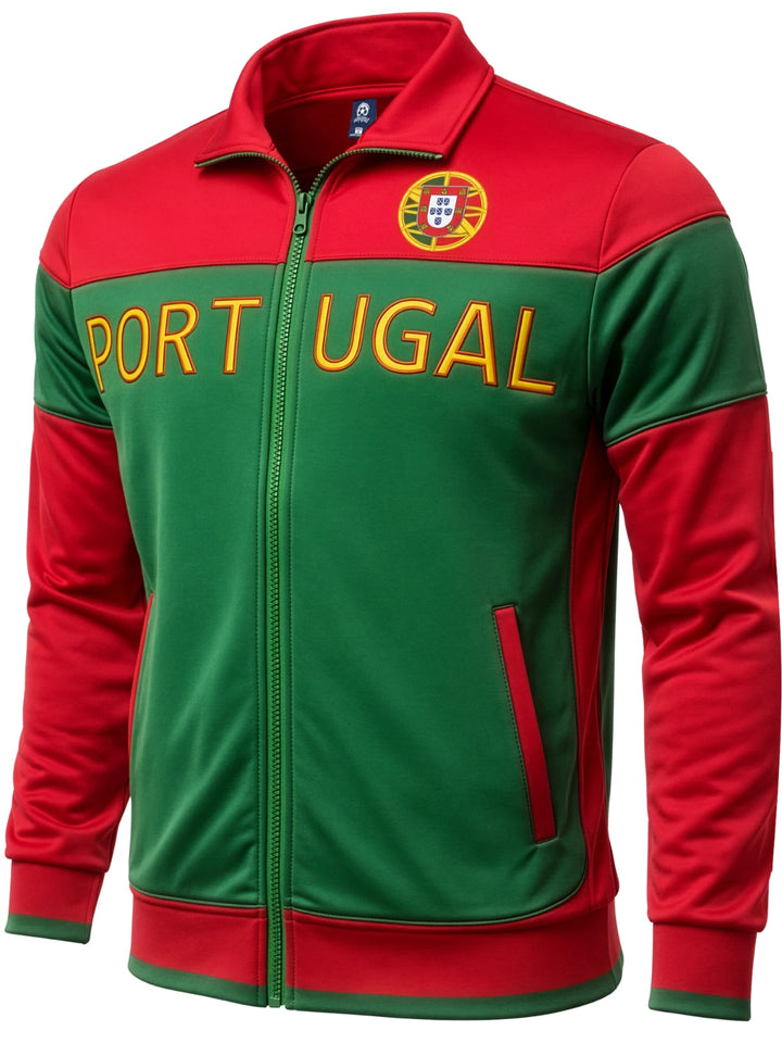 J4K Portugal Track Jacket | Red &amp; Green Fan Country Flag Full-Zip | Youth S-XL