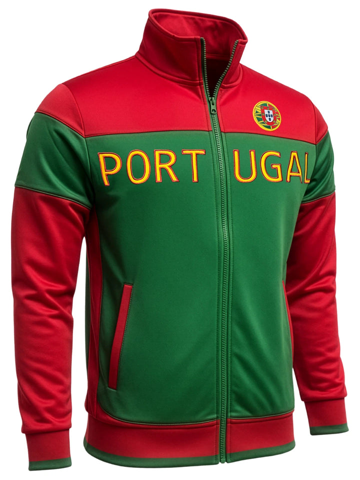 J4K Portugal Track Jacket | Red &amp; Green Fan Country Flag Full-Zip | Youth S-XL