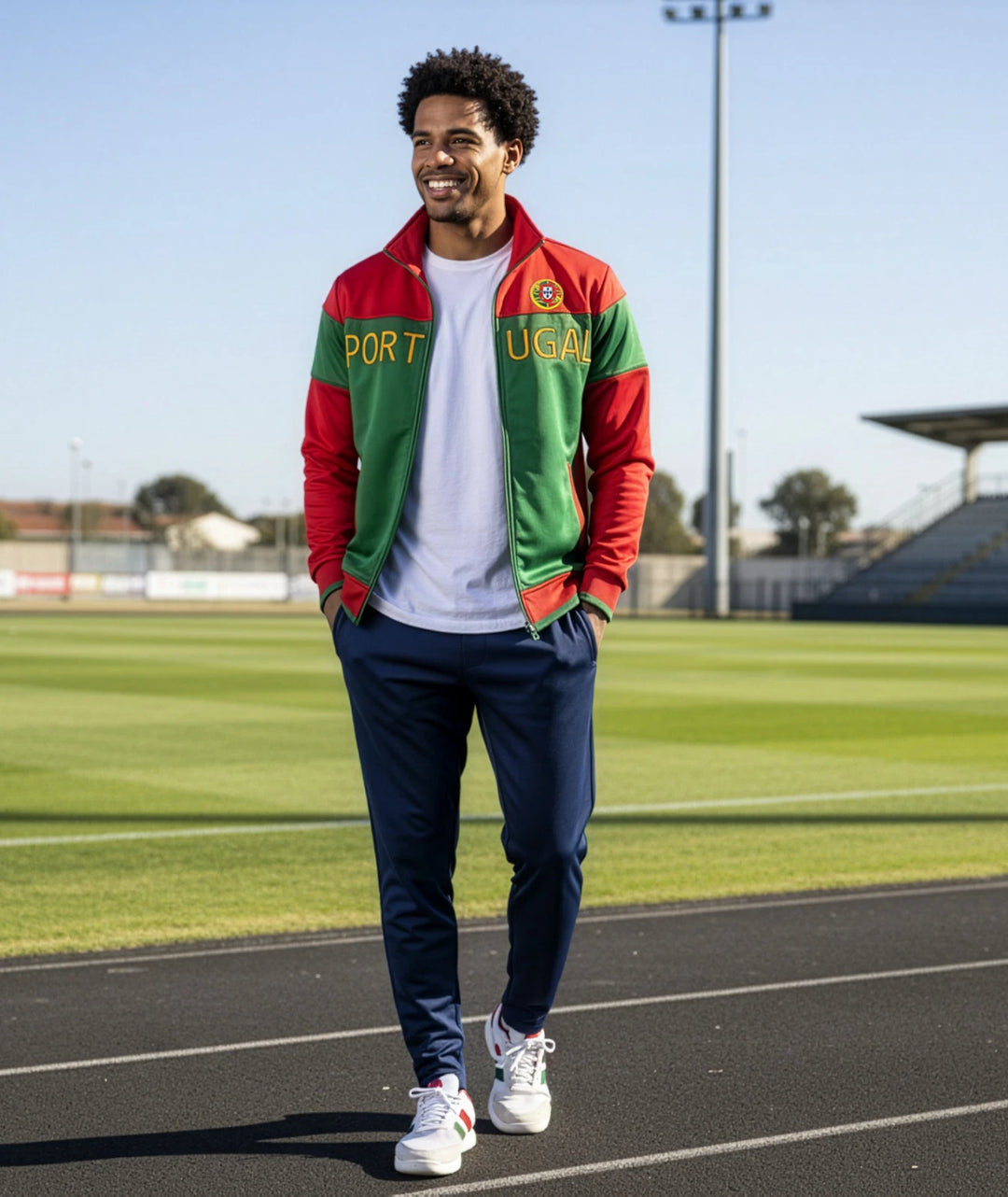 J4K Portugal Track Jacket | Red &amp; Green Fan Country Flag Full-Zip | Youth S-XL